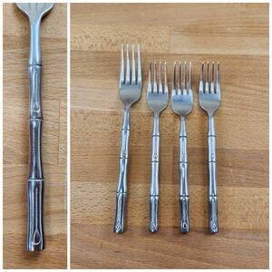 Hampton Silversmiths Bamboo Flatware- 1 Large & 3 Small Forks